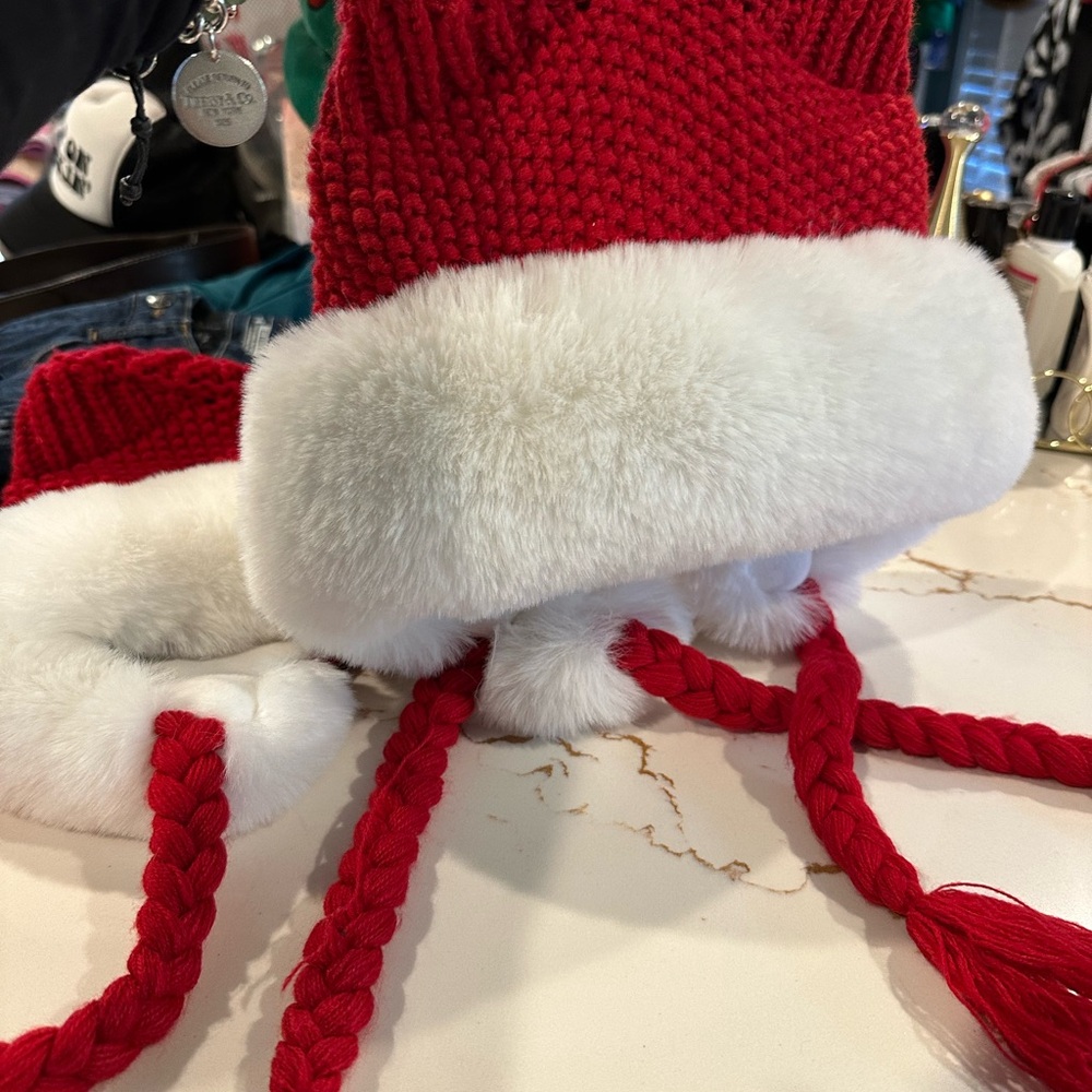Hot Topic Red and White Kids Winter Hat